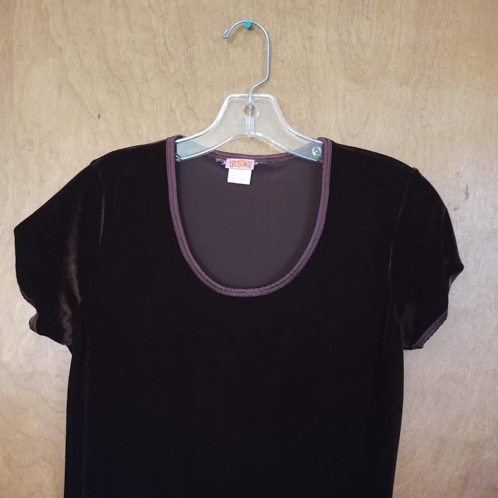 FLAUNT IT! WOMEN'S VELOUR VELVET FEEL BUTTERFLY ETCHED DARK BURGUNDY DRESS - Picture 12 of 15